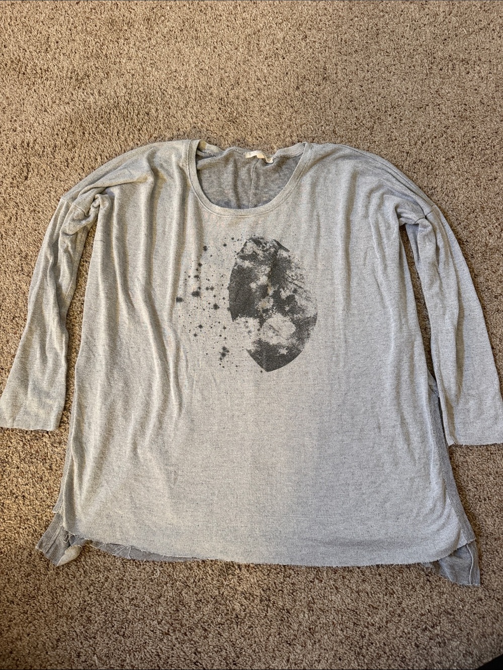 Truly Madly Deeply Light Gray Long-Sleeve Graphic Top